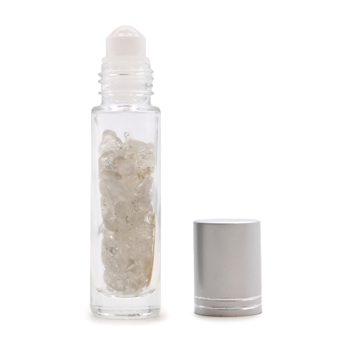 Rock Quartz Roller Bottle with Silver Cap, 5ml
