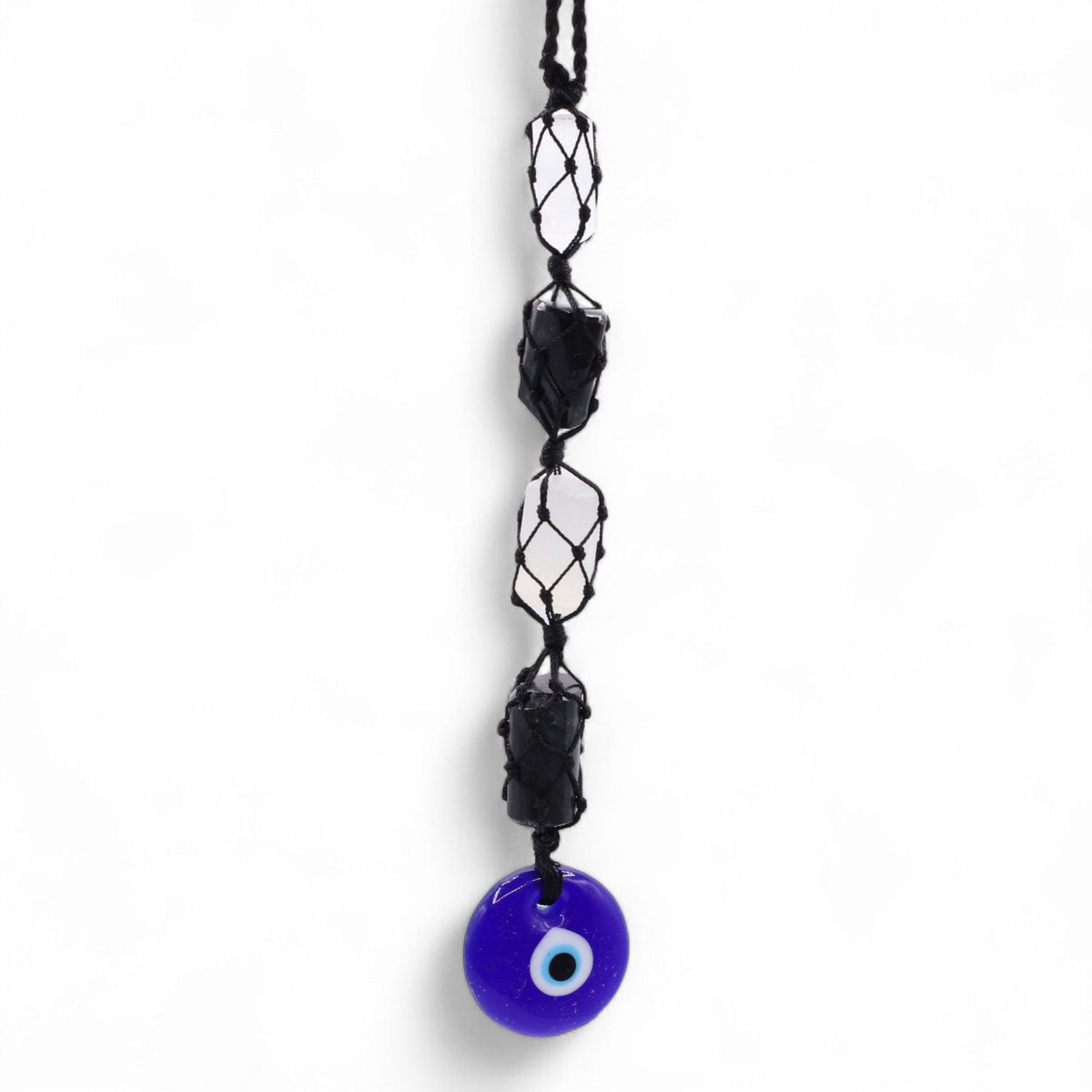 Black Tourmaline and Selenite Hanging Pendant with Evil Eye – view 3