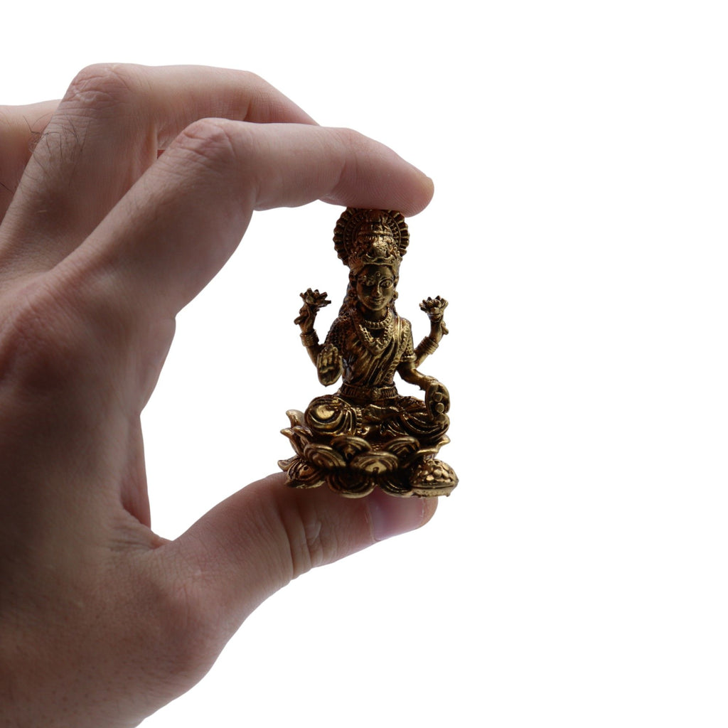 Brass Laxmi Miniature Statue - 49mm – view 3