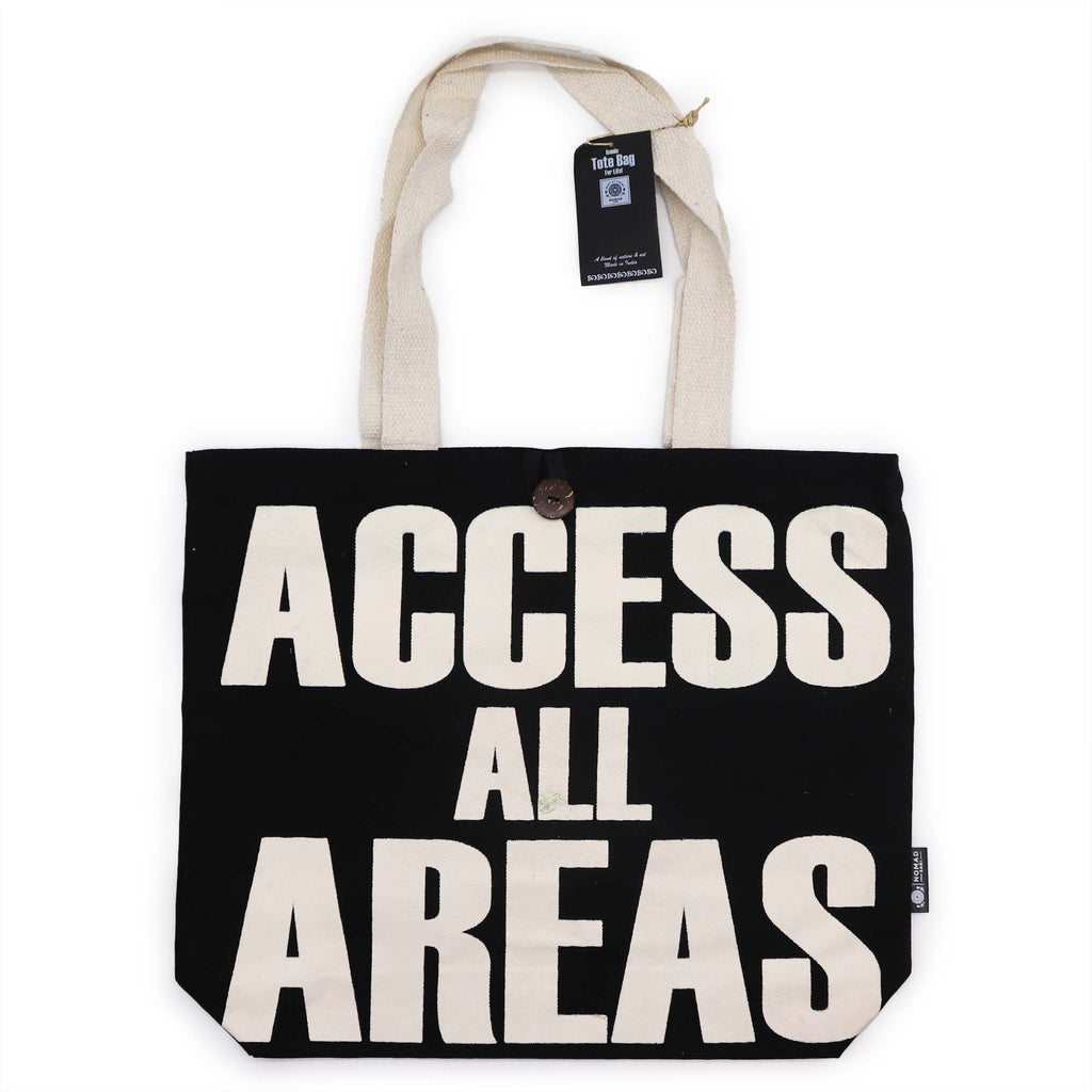 Nomad Sari Classic Tote Bag - Access All Areas - Black Cotton – view 4