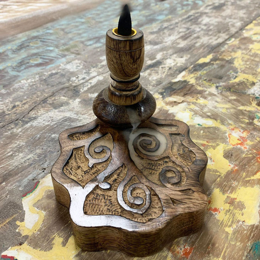 Small Mango Wood Backflow Burner - Tree of Life
