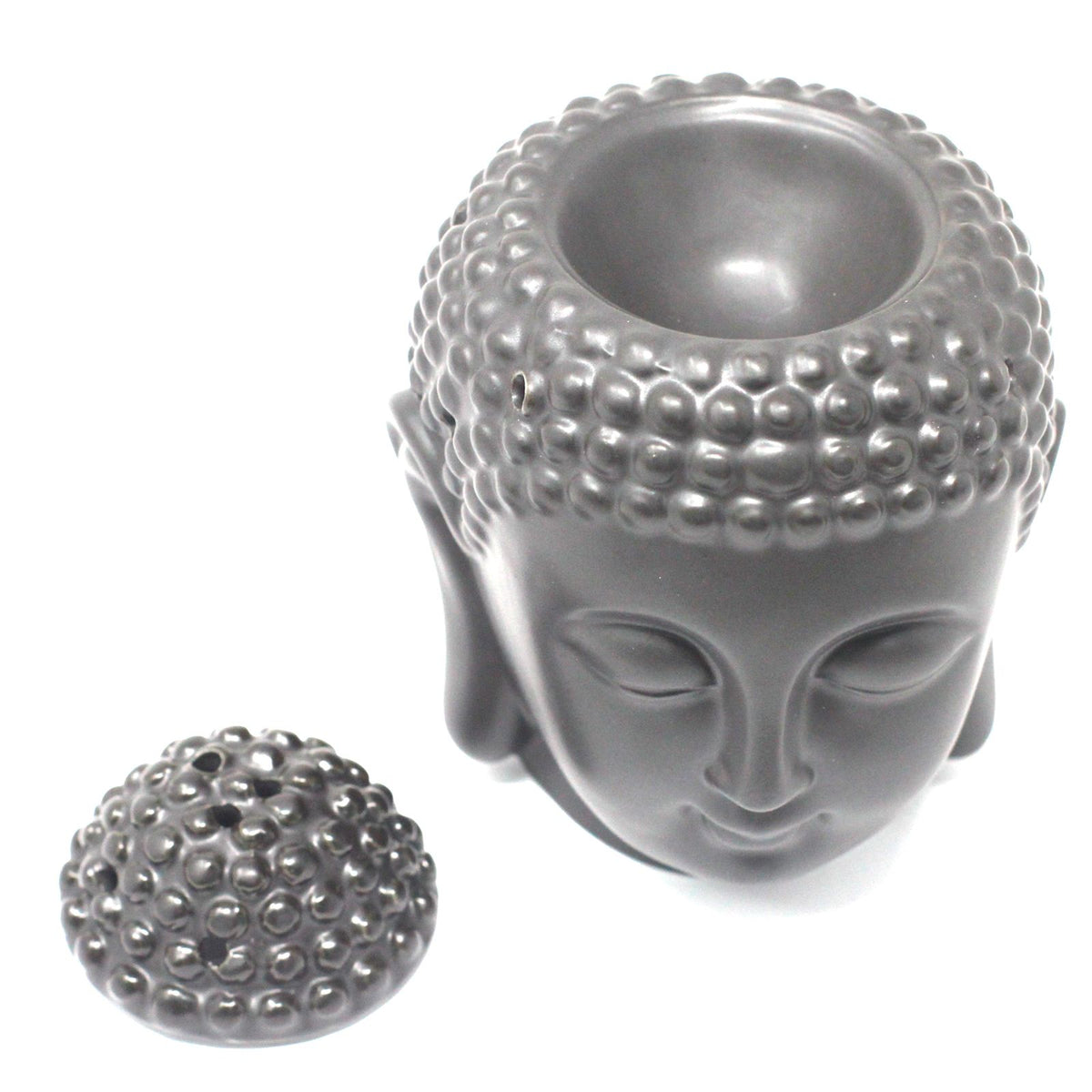 Buddha Head Ceramic Oil Burner - Black – view 3