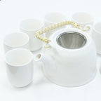 Ceramic Herbal Teapot Set with 6 Cups - Classic White – view 5