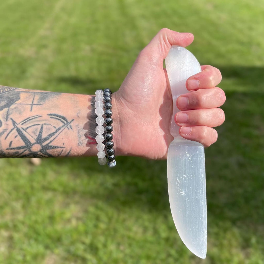 Selenite Ritual Knife, Classic Handle, 20cm – view 9