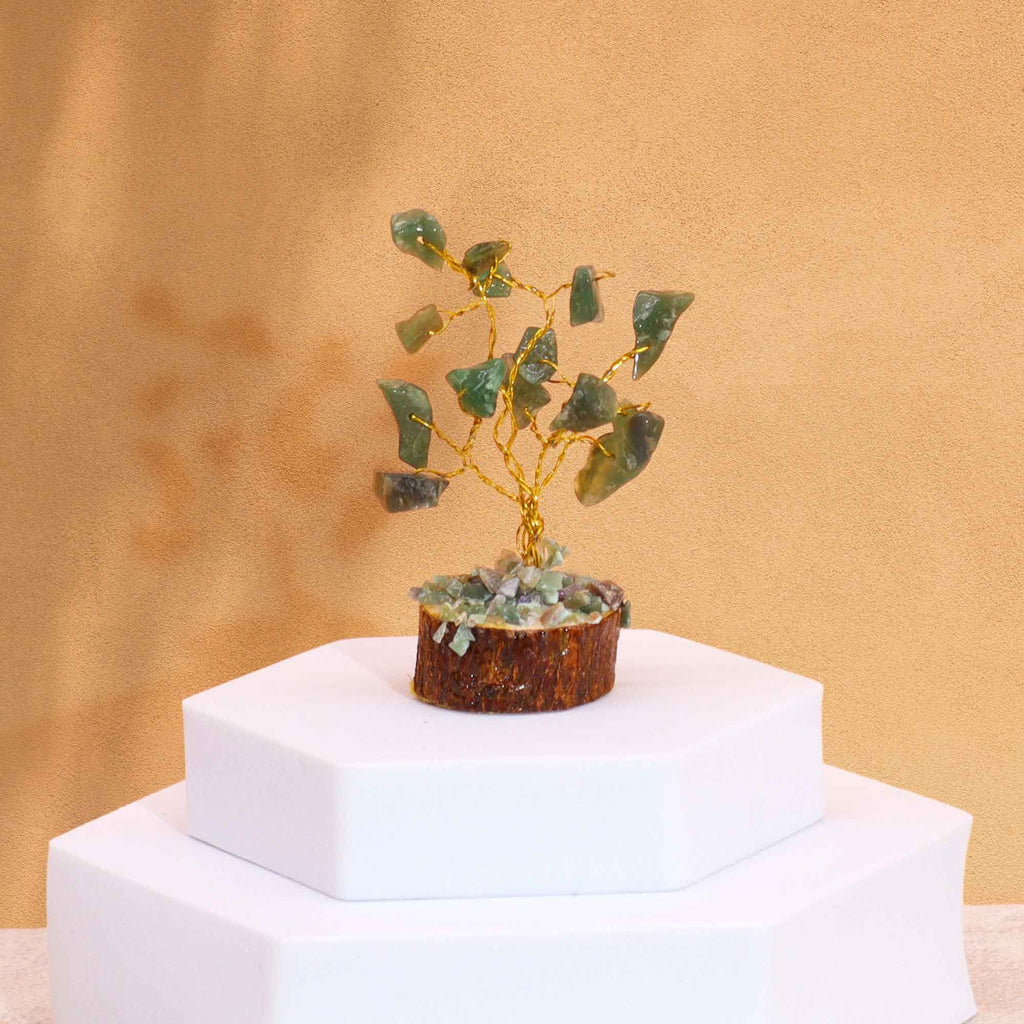 Green Aventurine Mini Gemstone Tree on Wood Base, 15 Stones – view 6