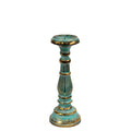 Small Wooden Candle Stand - Turquoise & Gold, 30cm