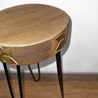 Albasia Wood Plant Stand - Natural & Gold Detail – view 2