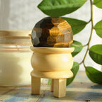 Faceted Tiger's Eye Healing Ball with Wooden Stand