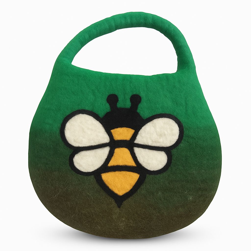 Water Felted Bee Bag - Garden Greens, One Handle