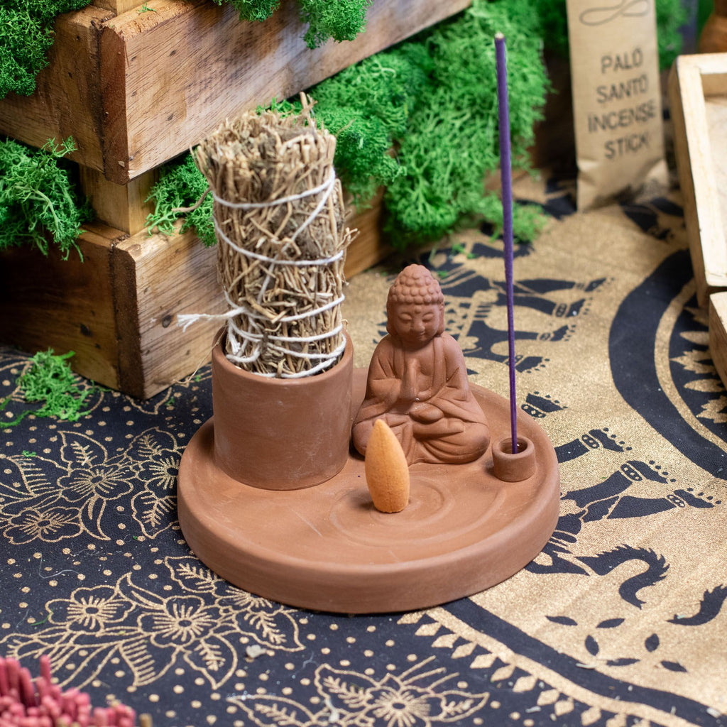 Ceramic Buddha Incense Plate - Terracotta – view 4