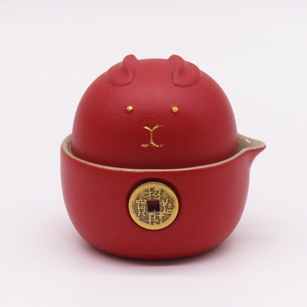 Money Cat Teapot Set with Two Cups - Red Travel Pack – view 2