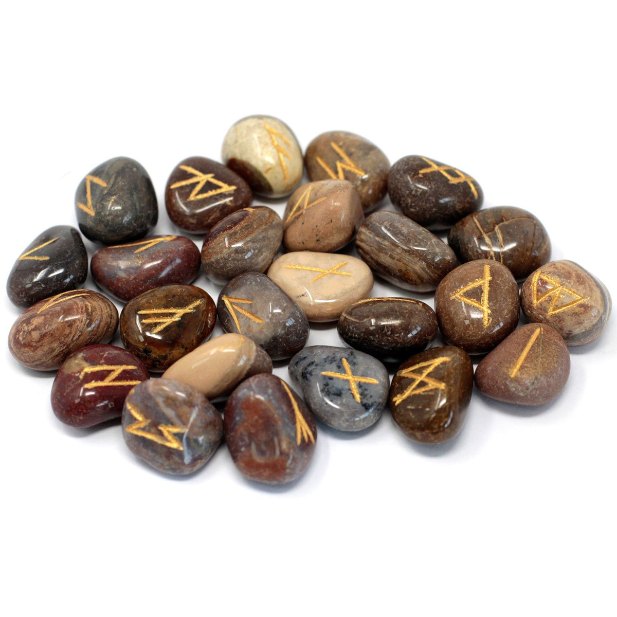 Fancy Jasper Rune Set in Cotton Pouch – view 2