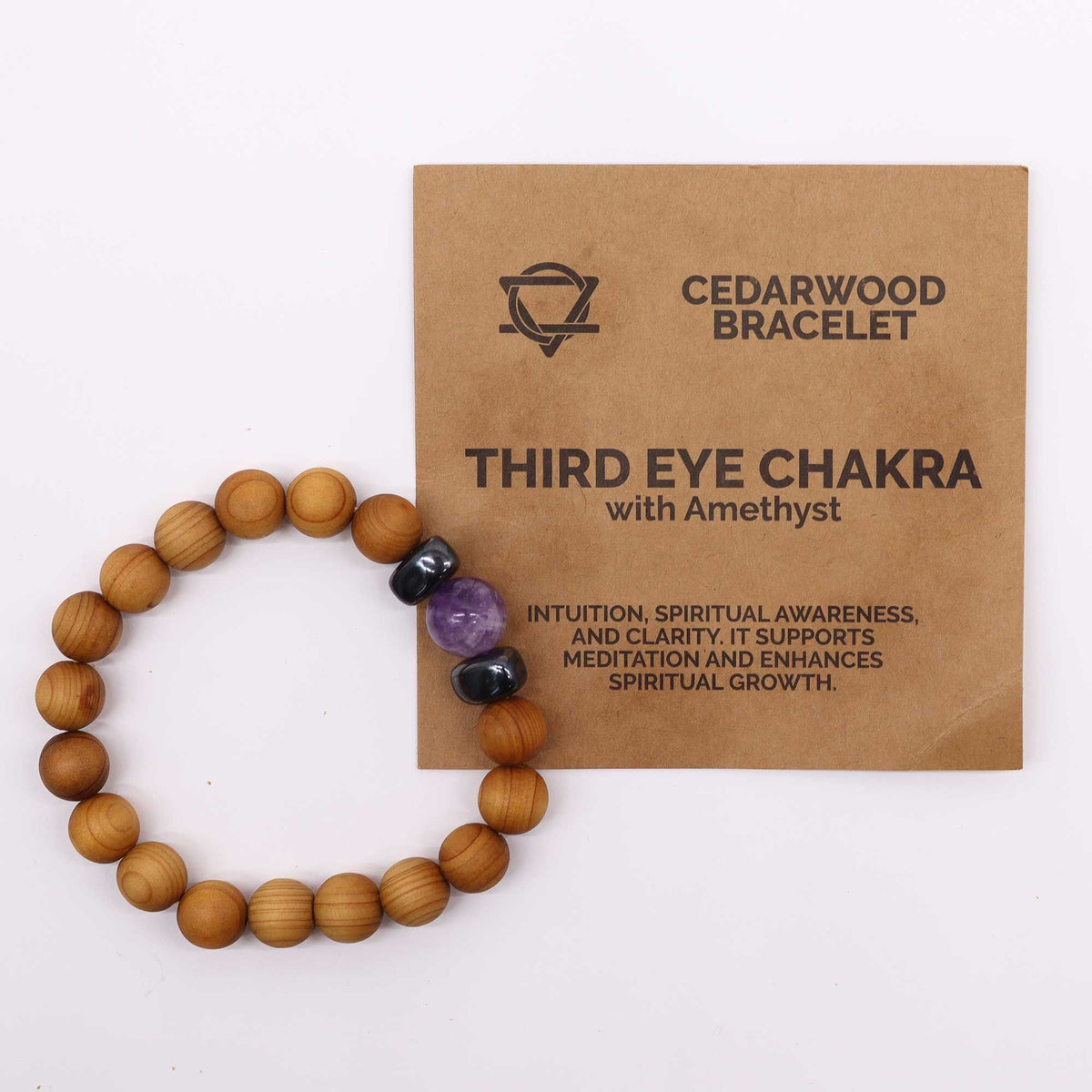 Cedarwood Third Eye Chakra Bangle with Amethyst – view 4