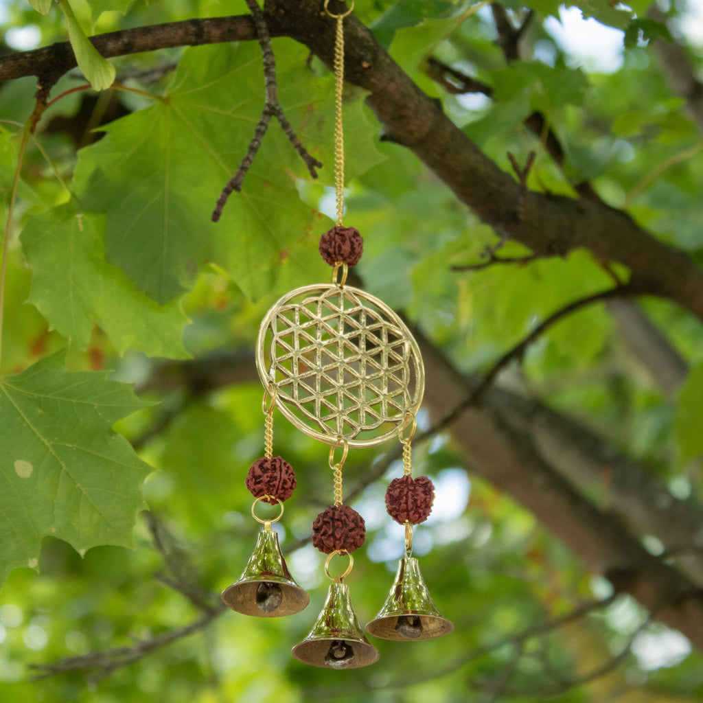 Brass Flower of Life Wind Chime - 3 Bells, 6x27cm – view 3