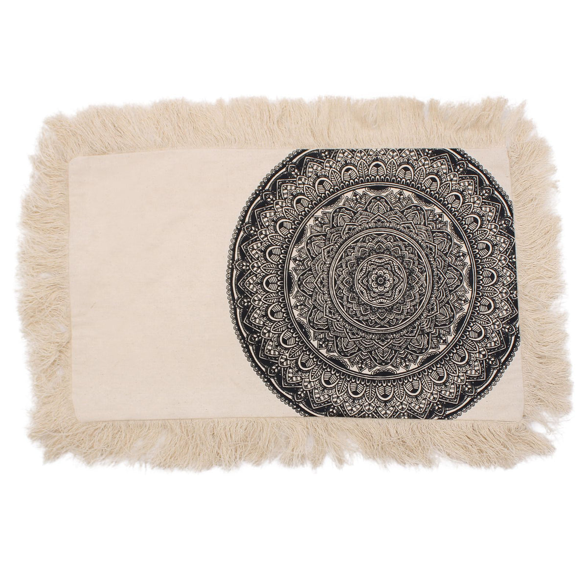 Traditional Mandala Cushion Cover - 30x50cm - Black