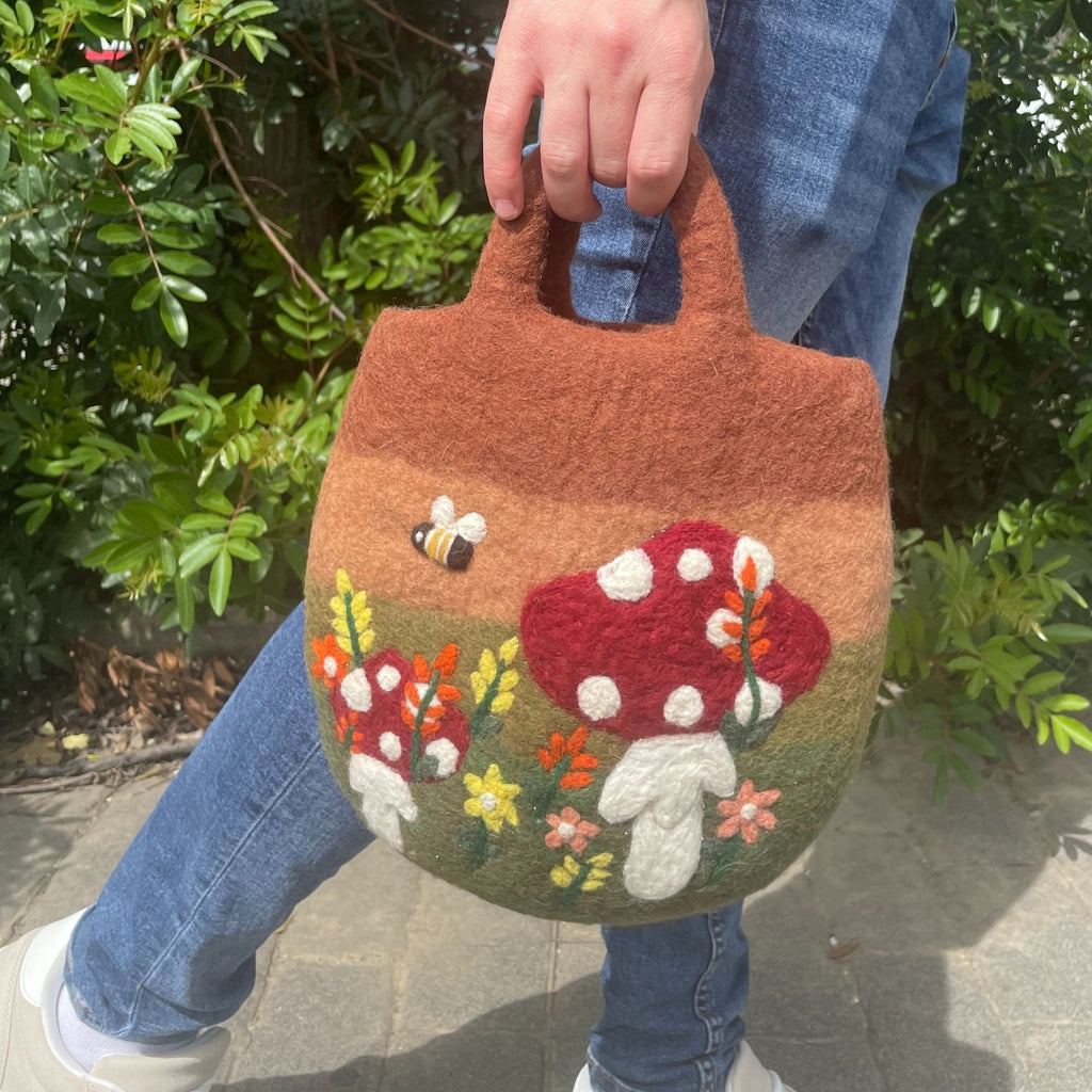 Mushroom Garden Felted Wool Bag - 35x27cm – view 5
