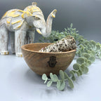 Wooden Ritual Offering Bowl - Hamsa - 14x7cm