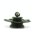 Brass Verdigris Cone & Incense Holder - Eight Symbols