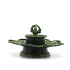 Brass Verdigris Cone & Incense Holder - Eight Symbols