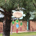 Aqua Turtle Carving & Capiz Shell Wind Chime – view 3