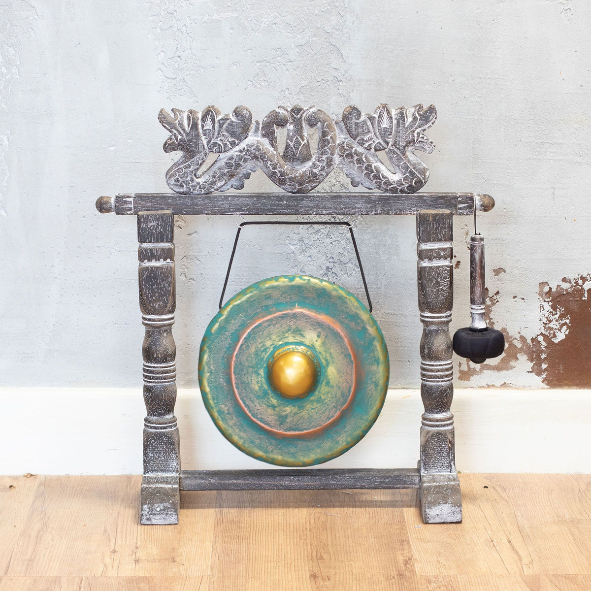 Small Gong in Greenwash Stand - 25cm