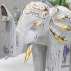 Carved Wood Elephant Statue, White and Gold – view 3