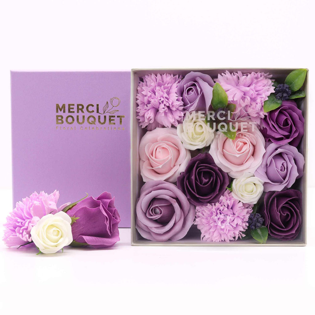 Square Soap Flower Gift Box - Lavender Rose & Carnation – view 4