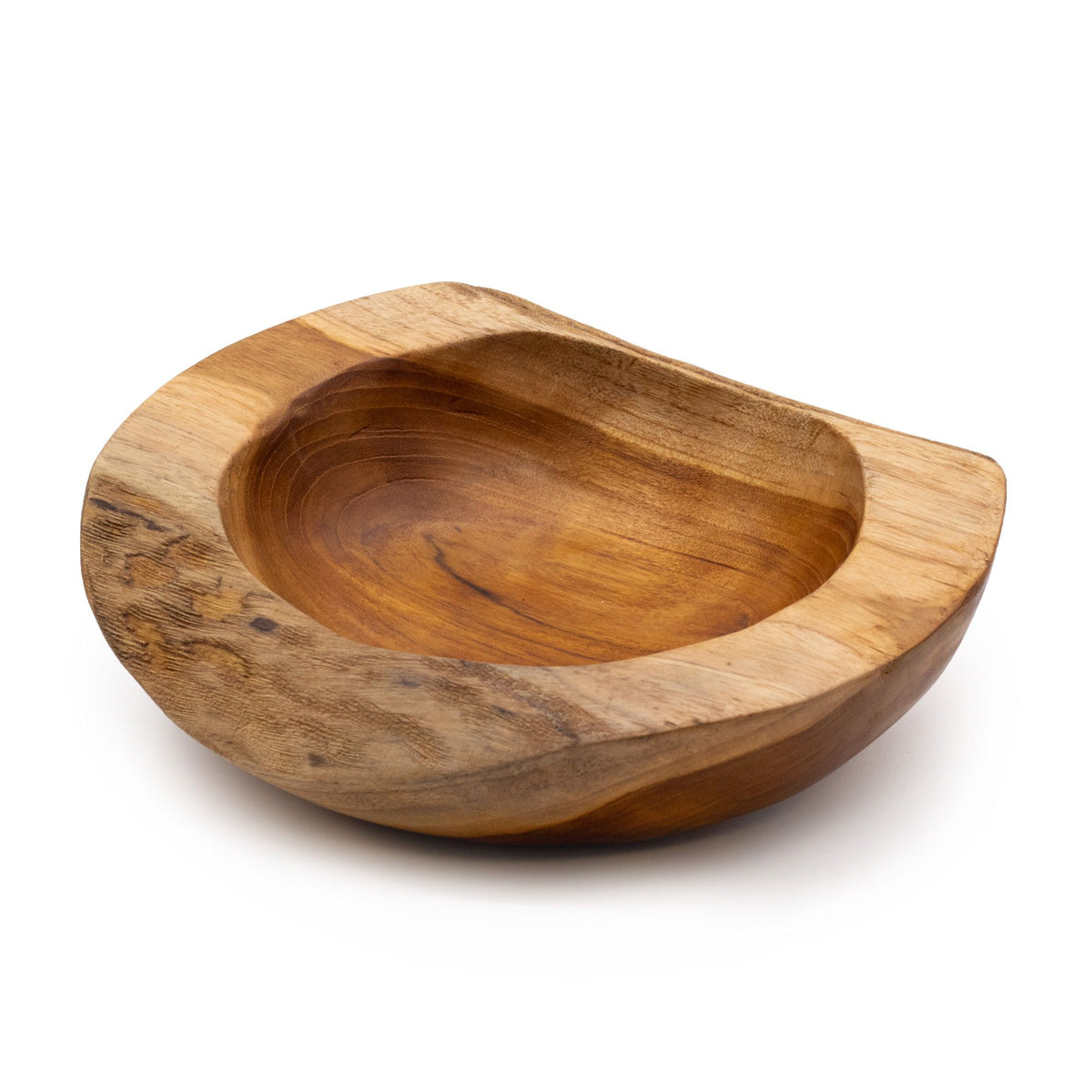 Large Natural Shape Teak Wood Bowl, approx. 24cm