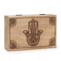 Mango Wood Rectangular Box, Hamsa Black Engraved