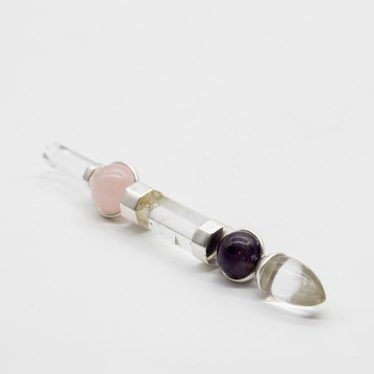 Axis of Grace Wand - Amethyst & Rose Quartz Spheres - 12cm – view 4