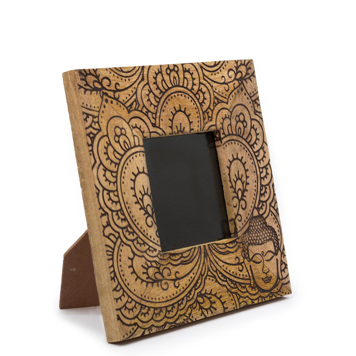 Small Mango Wood Picture Frame, Buddha, Black