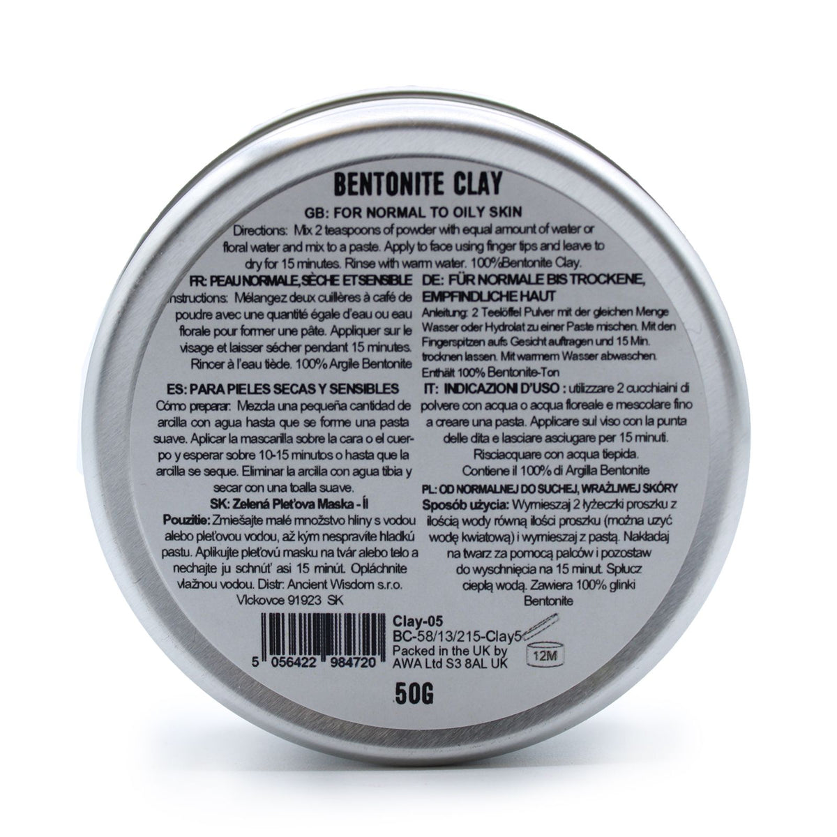 Bentonite Clay Face Mask Powder 50g