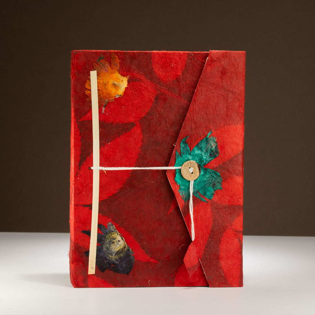 Lokta Bold Floral Notebook – Large – Ruby – view 4