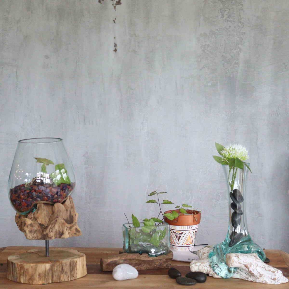 Molten Glass Tall Vase on Wood – view 3