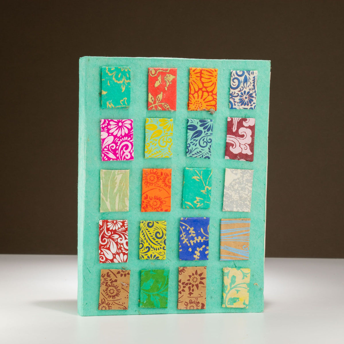 Lokta Mini Tiles Notebook – Large – Teal – view 3