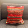 Rag Rug Cushion Cover - Rich Reds - 40x40cm