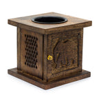 Large Mango Wood Box Oil Burner Elephant Design