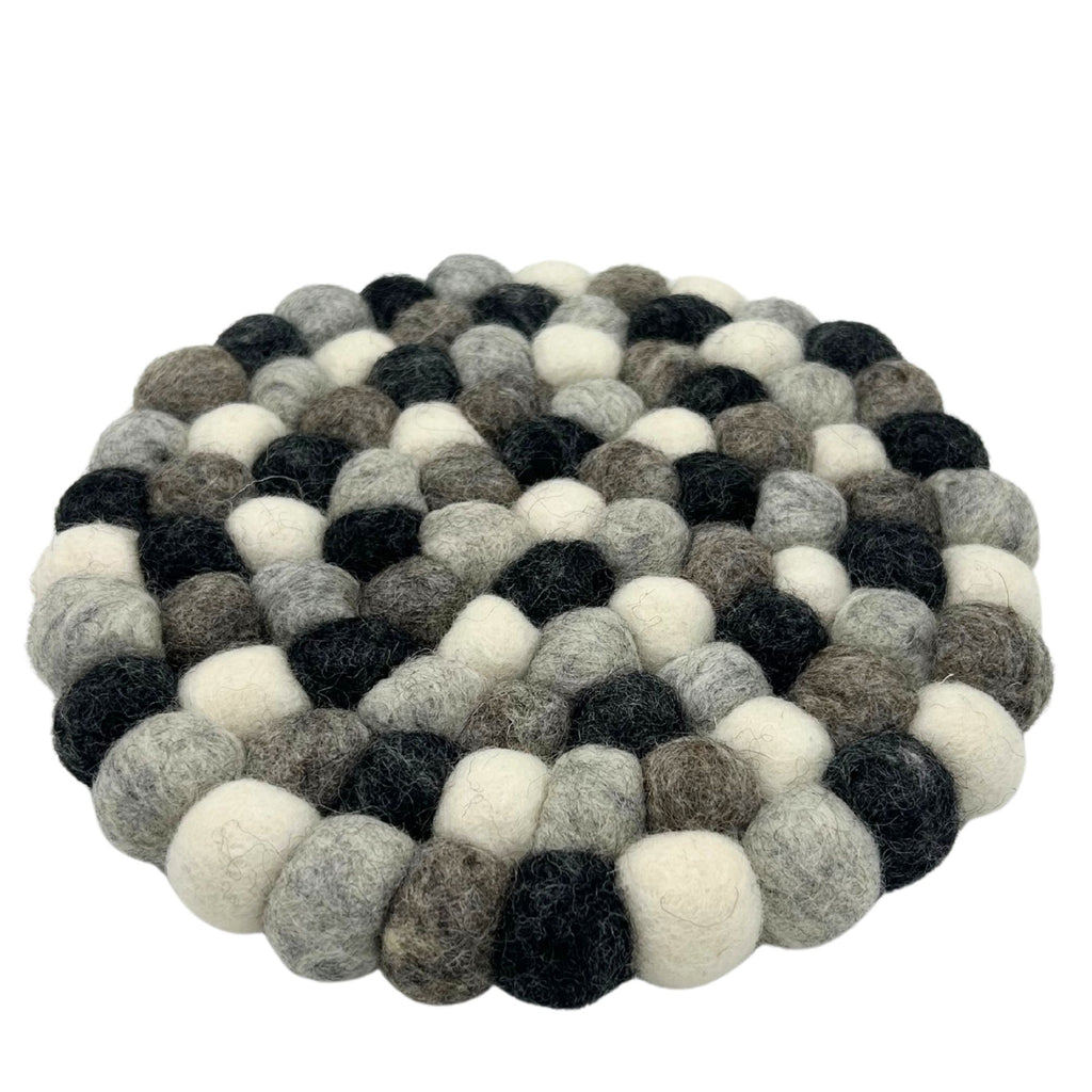 Round Felt Placemat 20cm Grey Multi Tones