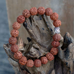 Rudraksha Buddha Bangle Mala - Natural Wood Beads