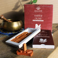 Amber Wood Natural Incense Bricks with Burner, Pack of 15