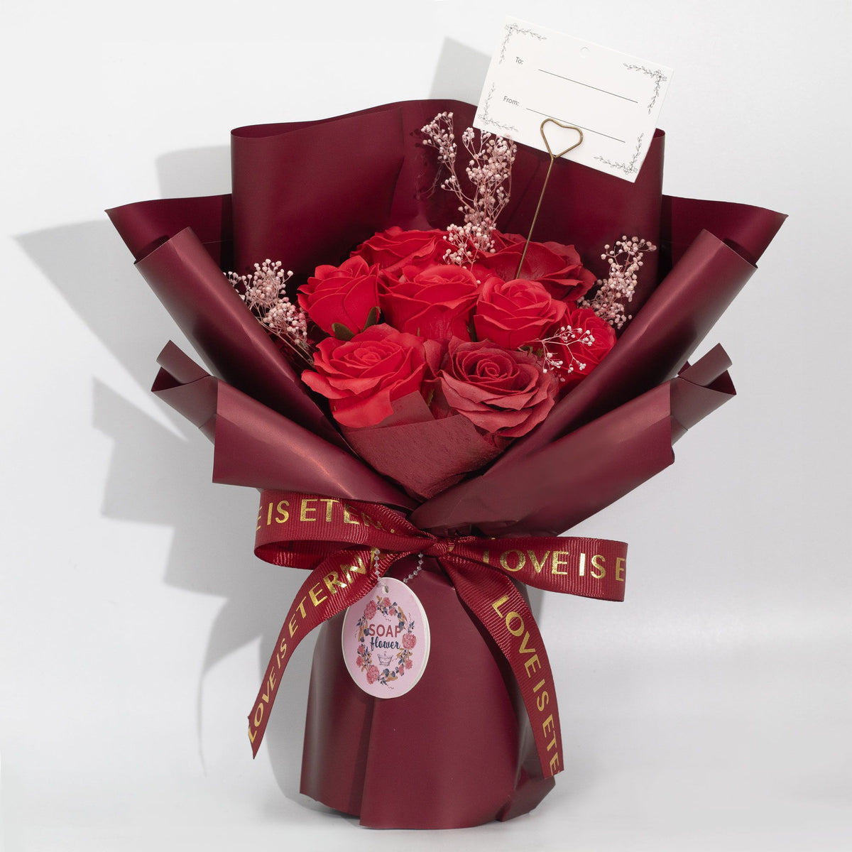 Red Soap Rose Bouquet - Love Is Eternal Gift Card