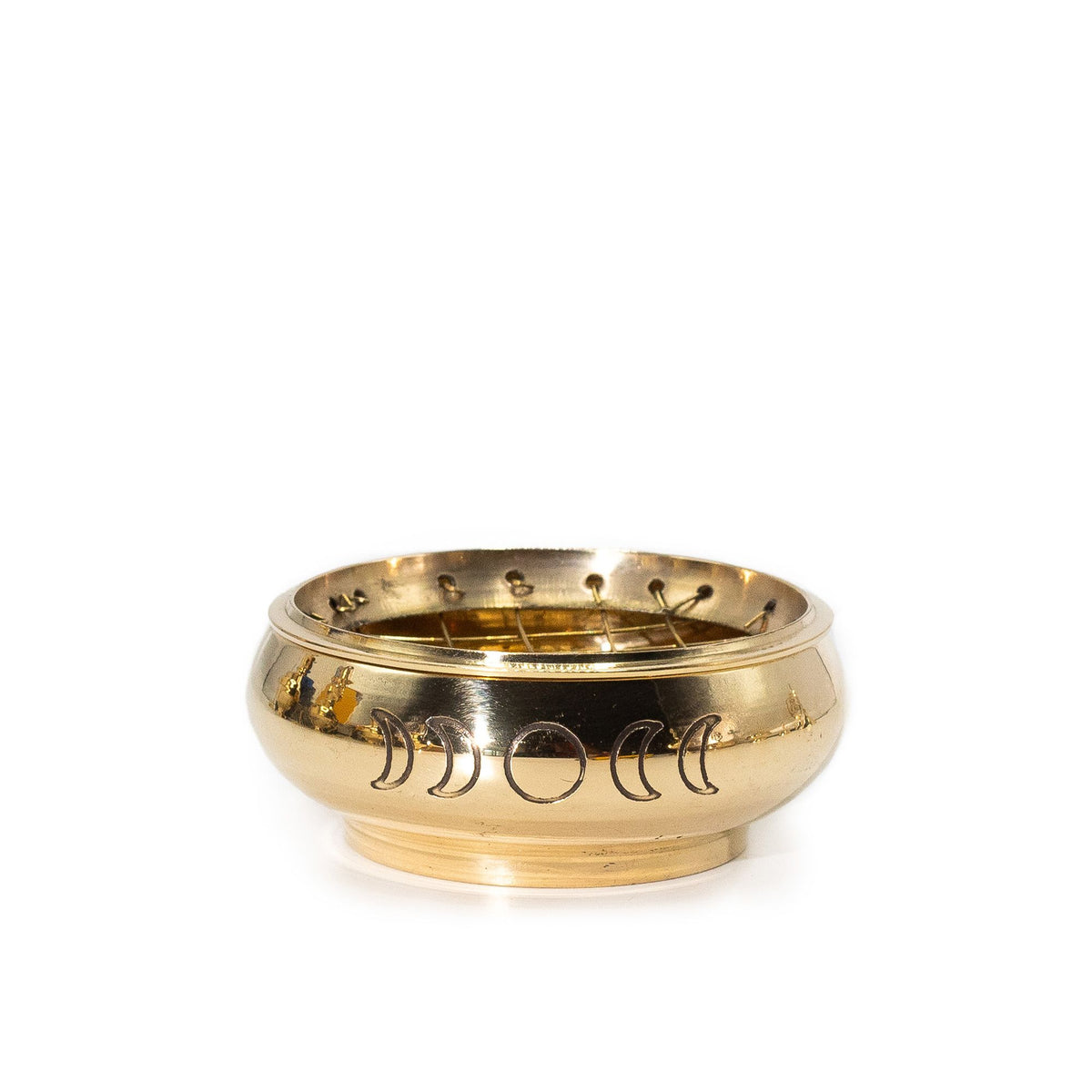 Brass Charcoal Incense Jar - Moon Phases