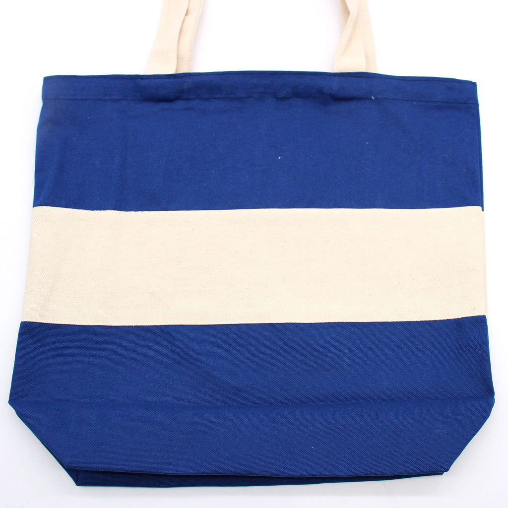 Two Tone Cotton Bag 38x42x12cm Blue and Natural – view 2