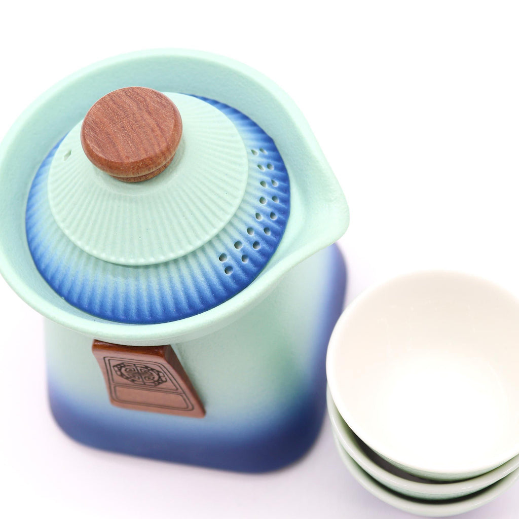 Temple Teapot Set with Three Cups - Blue Heaven – view 2