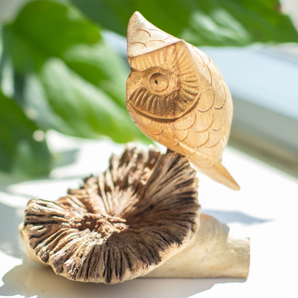 Parasite Wood Carving - Owl on a Natural Base – view 5