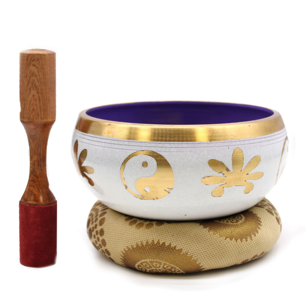 Large Yin and Yang Singing Bowl Set - White/Purple (14cm) – view 7