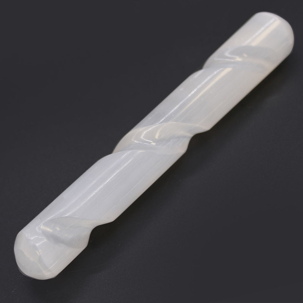 Selenite Spiral Wand - 16cm, Round Both Ends – view 3