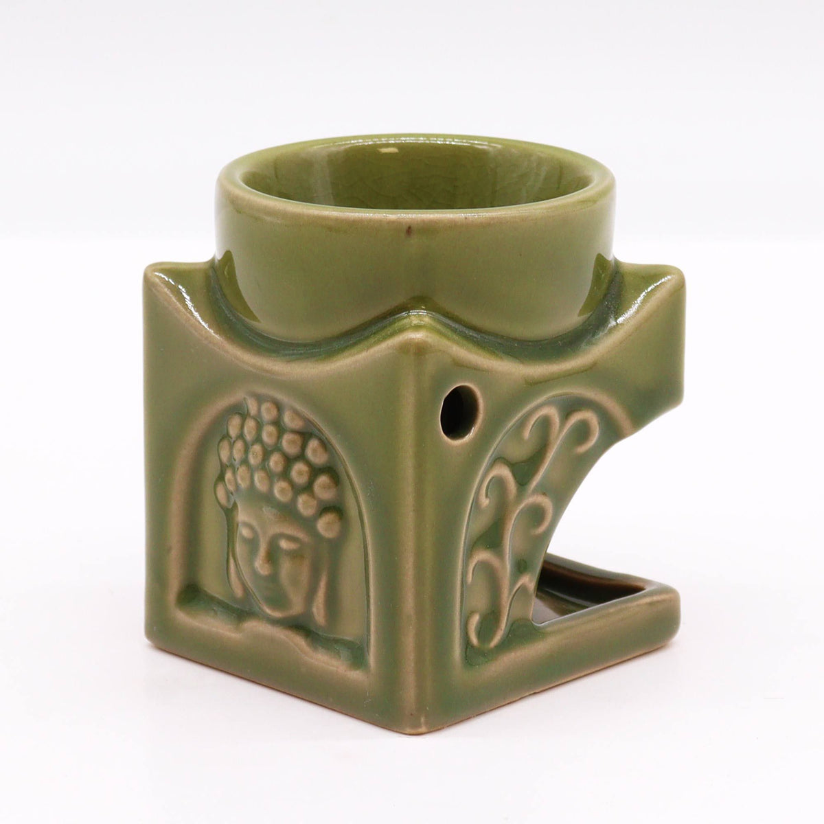 Square Buddha Ceramic Oil Burner - Light Jade – view 3