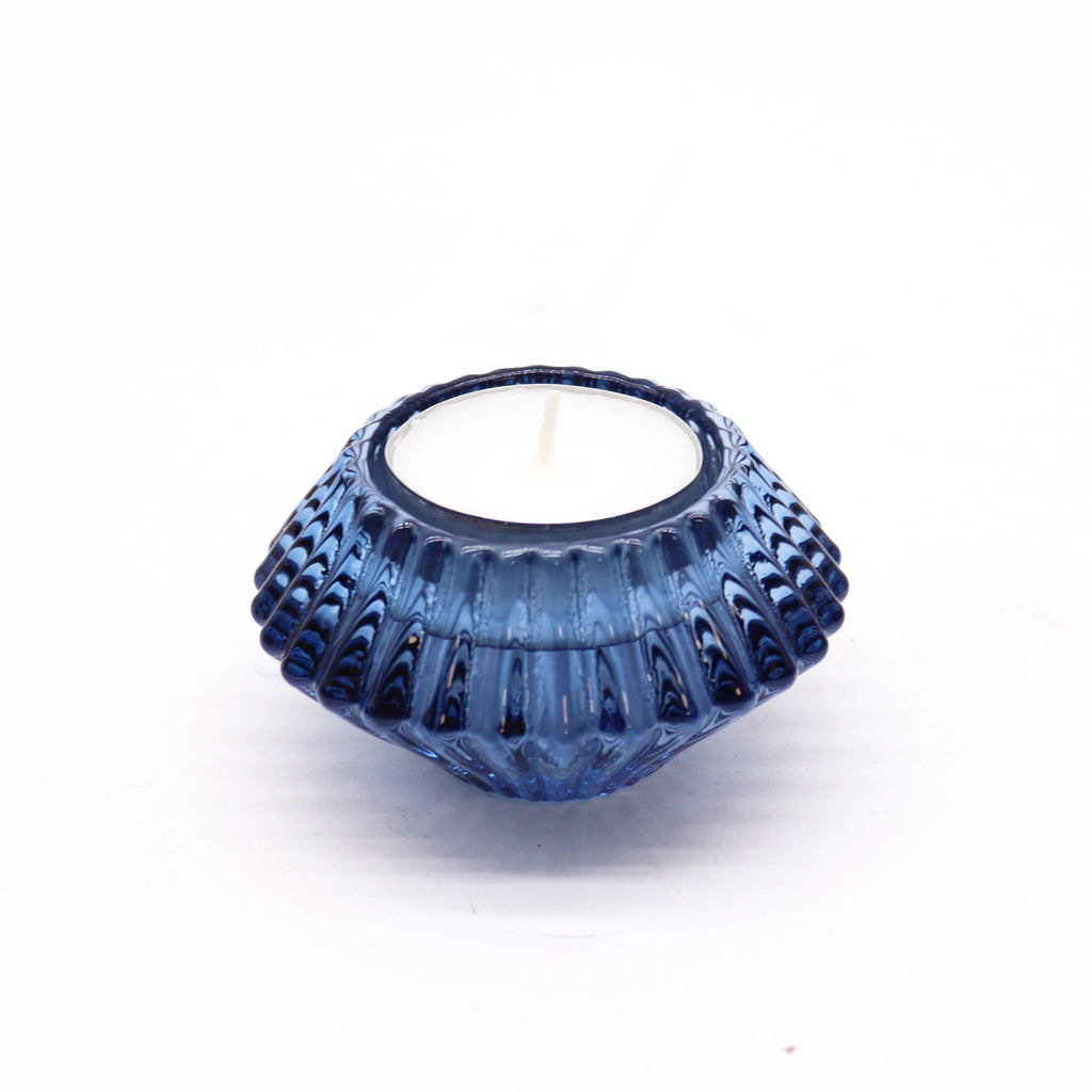 Set of 2 Flower Flip Candle Holders - Royal Blue – view 4