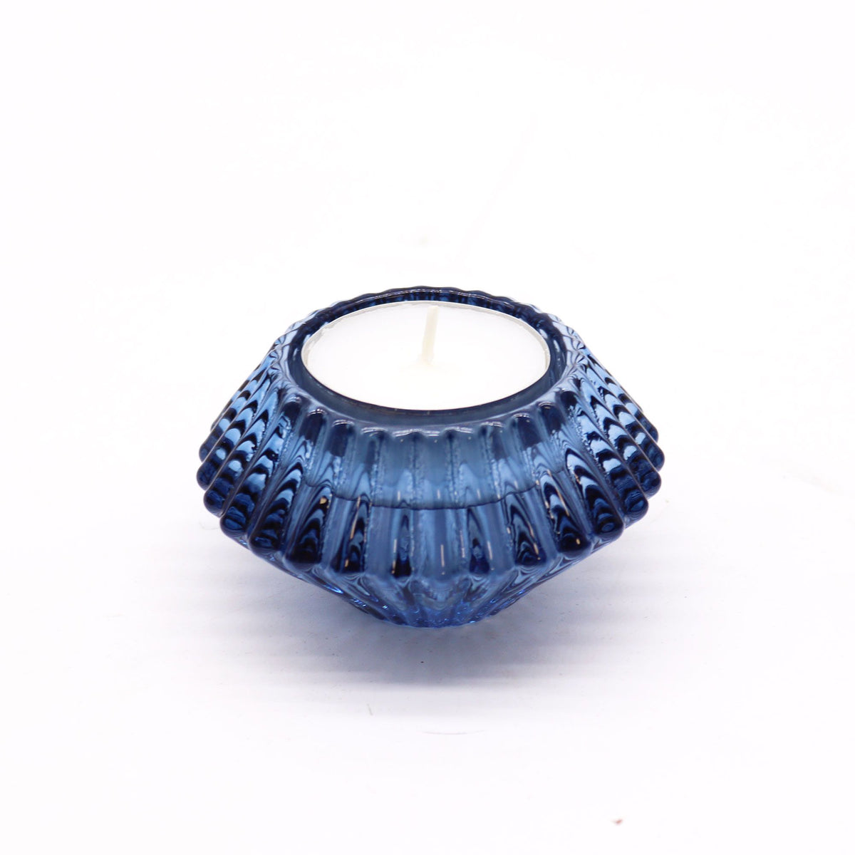 Set of 2 Flower Flip Candle Holders - Royal Blue – view 4